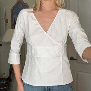 H&M White V-Neck Wrap Babydoll Blouse
